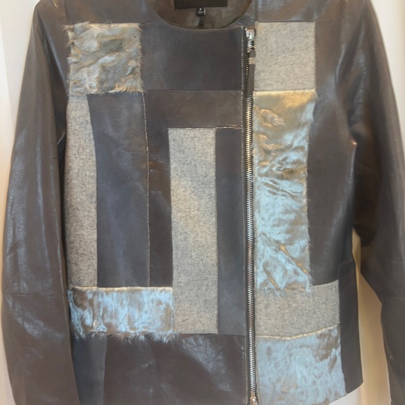 Lafayette 148 New York Toluca Lambskin Jacket with Calf Hair Patchwork - Picture 3 of 10